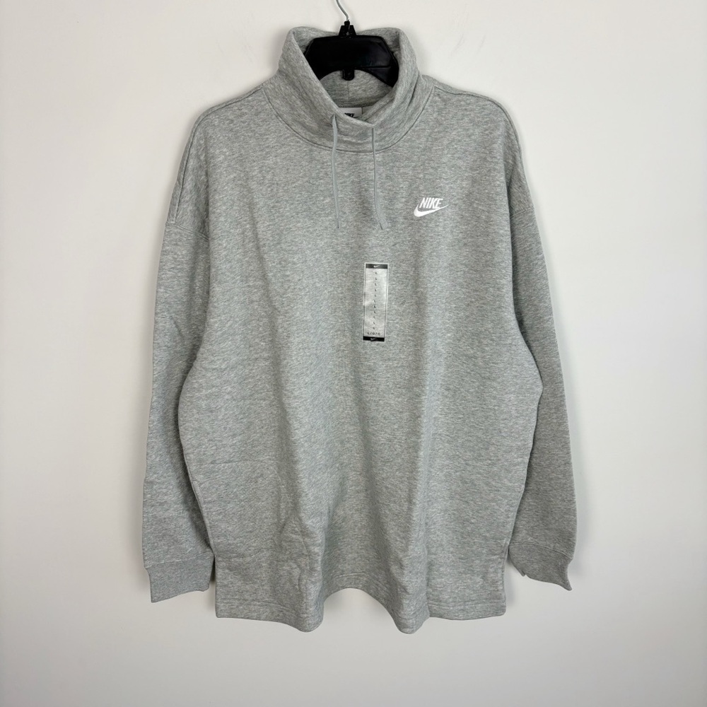 Nike Women's Sportswear Club Fleece Cowl Neck Hoodie in Grey Heather Size L